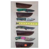 4- 8" Damascus Steel Fixed Blade Knives