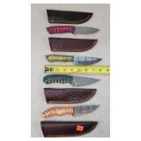 4- 8" Damascus Steel Fixed Blade Knives