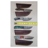 4- 8" Damascus Steel Fixed Blade Knives