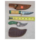 2- 6" to 8" Damascus Steel Fixed Blade Knives