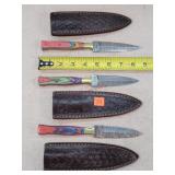 3- 8" Damascus Steel Dagger Knives