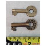 2- Antique Brass Railroad Padlock Keys