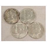 4- 1964 Kennedy Half Dollars