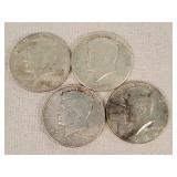 4- 1964 Kennedy Half Dollars