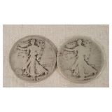 2- Silver Walking Liberty Half Dollars