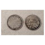 1880 & 1908 Canadian 5 Cent Pieces