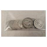 10 Silver Washington Quarters