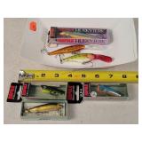 6 Fishing Lures 3" to 5" (4 Rapala)
