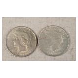2- 1922 Silver Peace Dollars
