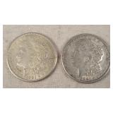 2- 1921-S Morgan Silver Dollars
