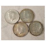 4- 1964 Silver Kennedy Half Dollars