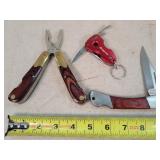 Mac 4" Knife, Husky Plyers, SnapOn Multi Tool