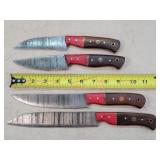 4- 9 to 12" Damascus Steel Fixed Blade Knives