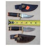 2- 6" Damascus Steel Fixed Blade Knives