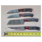 4- 9 to 11" Damascus Steel Fixed Blade Knives