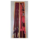 Wood Case with 3- Vintage Rods & 4 Reels
