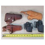 3- Leather & 2 Other Hand Gun Holsters