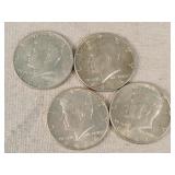 4- 1964 Silver Kennedy Half Dollars