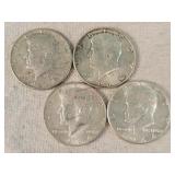4- 1964 Silver Kennedy Half Dollars