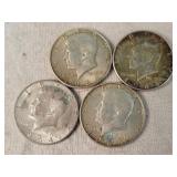 4- 1964 Kennedy Half Dollars