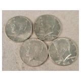 4- 1964 Silver Kennedy Half Dollars