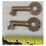 2- Antique Brass Railroad Padlock Keys