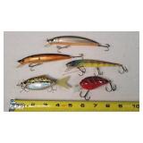 5 Fishing Lures 3.5" - 5"
