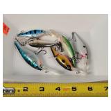 6 Fishing Lures 3" to 4"