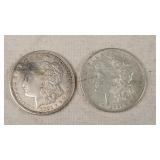 2- 1921-D Morgan Silver Dollars