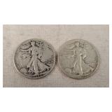 2- Walking Liberty Half Dollars