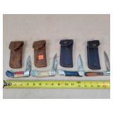 4- 3" to 4" Damascus Steel Folding Knives