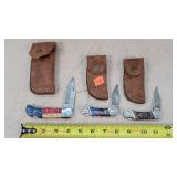 3- 3" to 4" Damascus Steel Folding Knives