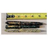 3- 14K Tipped Packard Fountain Pens / Pencils