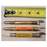 3- Beer / Bottle Opener Bullet Pencils