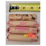 4- Rolls of Wheat Cents