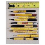 10- Vintage Celluloid Adv. Mechanical Pencils
