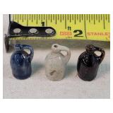 3 MINI 3/4"t Stoneware Jugs