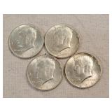 4- 1964 Kennedy Half Dollars