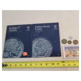 2- Coin Collector Books & Few Coins