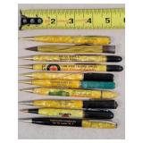 10- Vintage Celluloid Adv. Mechanical Pencils