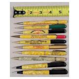 10- Vintage Celluloid Adv. Mechanical Pencils