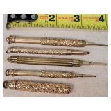 5- Vintage Gold Color Mechanical Pencils