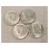 4- 1964 Silver Kennedy Half Dollars