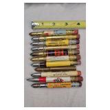 11 Tin Advertising Bullet Pencils