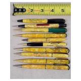 10- Vintage Celluloid Adv. Mechanical Pencils