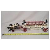27" Cast Iron Triple Horse Fire Ladder Wagon