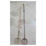 2- Antique Fish Spears 5 to 6 ft
