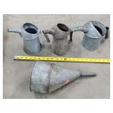 3- Oil Can Pitchers & Funnel