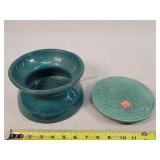 Stoneware Spittoon & RED Wing Coaster