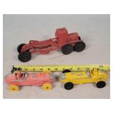 2 Auburn Rubber Race Cars & Road Grader